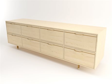 Tronk Design Chapman Storage Long 8-Drawers Beige Maple Wood Double Dresser