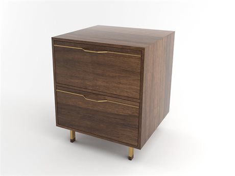 Tronk Design Chapman Storage Collection 2-Drawers Brown Walnut Wood Nightstand