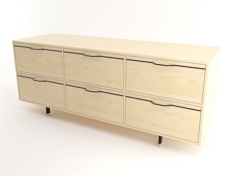 Tronk Design Chapman Storage 6-Drawers Beige Maple Wood Dresser