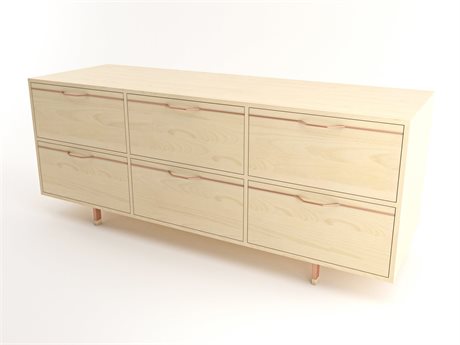 Tronk Design Chapman Storage 6-Drawers Beige Maple Wood Dresser