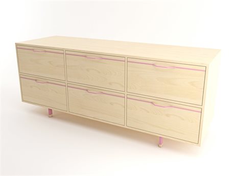 Tronk Design Chapman Storage 6-Drawers Beige Maple Wood Dresser