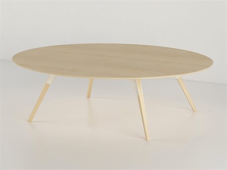 Tronk Design Clarke Collection Oval Wood White Coffee Table