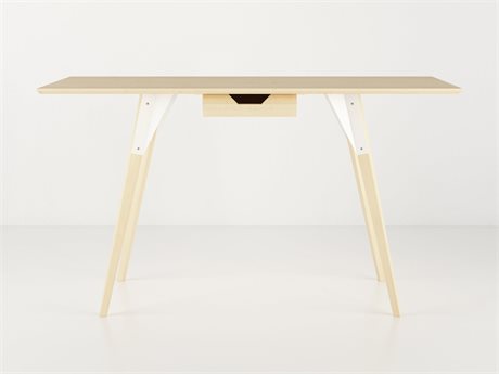 Tronk Design Clarke Collection White Beige Maple Wood Computer Desk