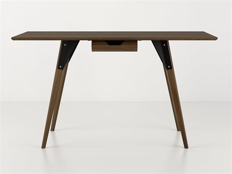 Tronk Design Clarke Collection Black Brown Walnut Wood Computer Desk