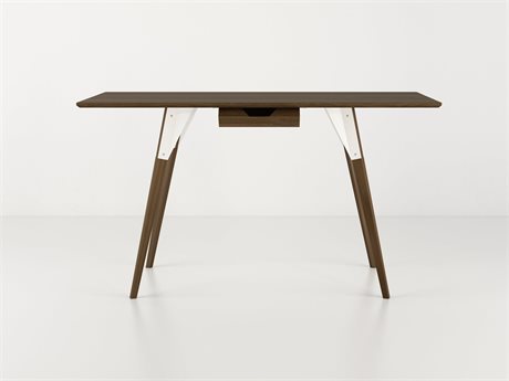 Tronk Design Clarke Collection White Brown Walnut Wood Computer Desk