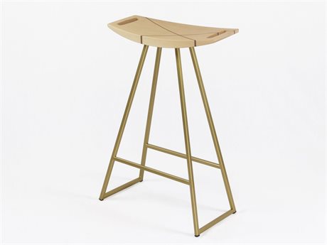 Tronk Design Maple Wood Brassy Gold Counter Stool