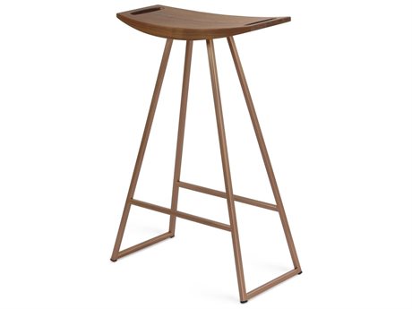 Tronk Design Walnut Wood Rose Copper Counter Stool