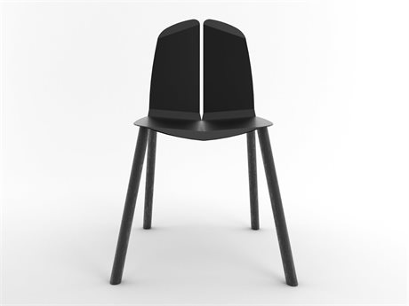 Tronk Design Oak Wood Black Side Dining Chair