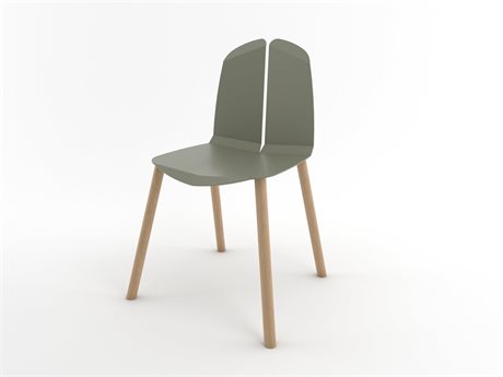 Tronk Design Oak Wood Green Side Dining Chair