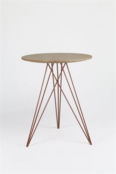 Tronk Design Round Wood Rose Copper End Table