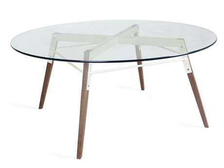 Tronk Design Ross Round Glass White Coffee Table