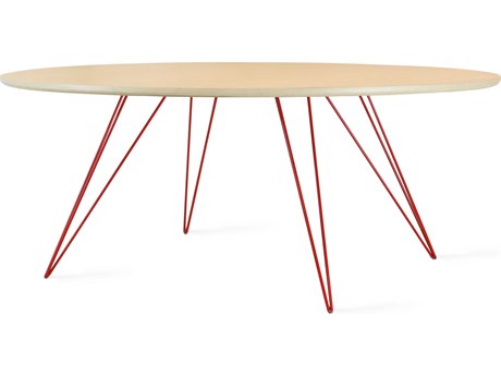 Tronk Design Williams Oval Wood Maple Red Coffee Table
