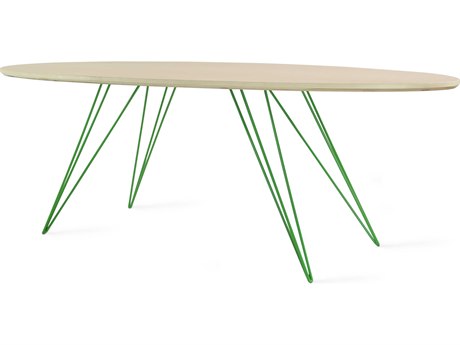 Tronk Design Williams Oval Wood Maple Green Coffee Table