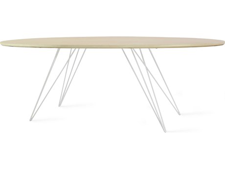 Tronk Design Williams Oval Wood Maple White Coffee Table