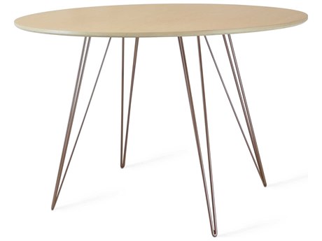 Tronk Design Williams Round Wood Maple Rose Copper Dining Table