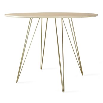 Tronk Design Williams Table Collection Round Wood Brassy Gold Dining