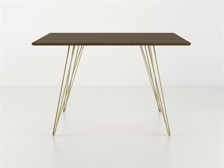 Tronk Design Williams Table Collection Square Wood Brassy Gold Dining