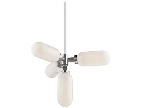 Troy Lighting Annex 4-Light Anodized Aluminum Silver Glass Cylinder Chandelier