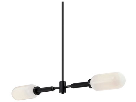 Troy Lighting Annex 2-Light Anodized Black Glass Cylinder Island Pendant