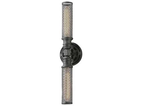 Troy Lighting Atlas 2-Light Aged Pewter Glass Wall Sconce