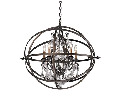 Troy Lighting Byron 5-Light Vintage Bronze Crystal Candelabra Globe Chandelier
