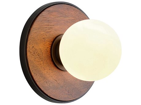 Troy Lighting Cadet 1-Light Black Natural Acacia Brown Glass LED Wall Sconce