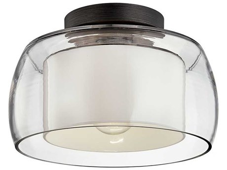 Troy Lighting Candace 1-Light Graphite Gray Glass Drum Flush Mount