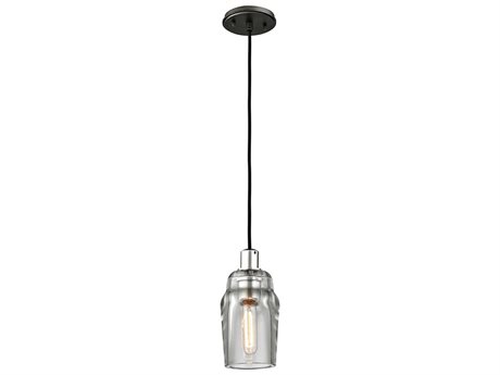 Troy Lighting Citizen 1-Light Graphite Polished Nickel Gray Glass Cylinder Mini Pendant