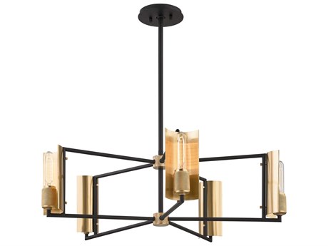 Troy Lighting Emerson 5-Light Carbide Black Brushed Brass Sputnik Chandelier