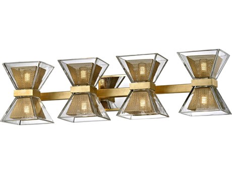 Troy Lighting Expression Tall 8-Light Gold Leaf Glass LED Vanity Light