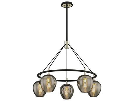 Troy Lighting Iliad 5-Light Carbide Black Glass Dome Chandelier