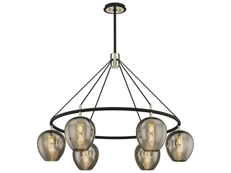 Troy Lighting Iliad 6-Light Carbide Black Glass Globe Chandelier