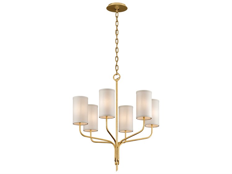 Troy Lighting Juniper Textured Gold Leaf SixLight 26'' Wide Chandelier