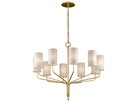 Troy Lighting Juniper 10-Light Textured Gold Leaf Cylinder Chandelier