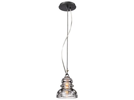Troy Lighting Menlo Park 1-Light Old Silver Glass Bell Mini Pendant