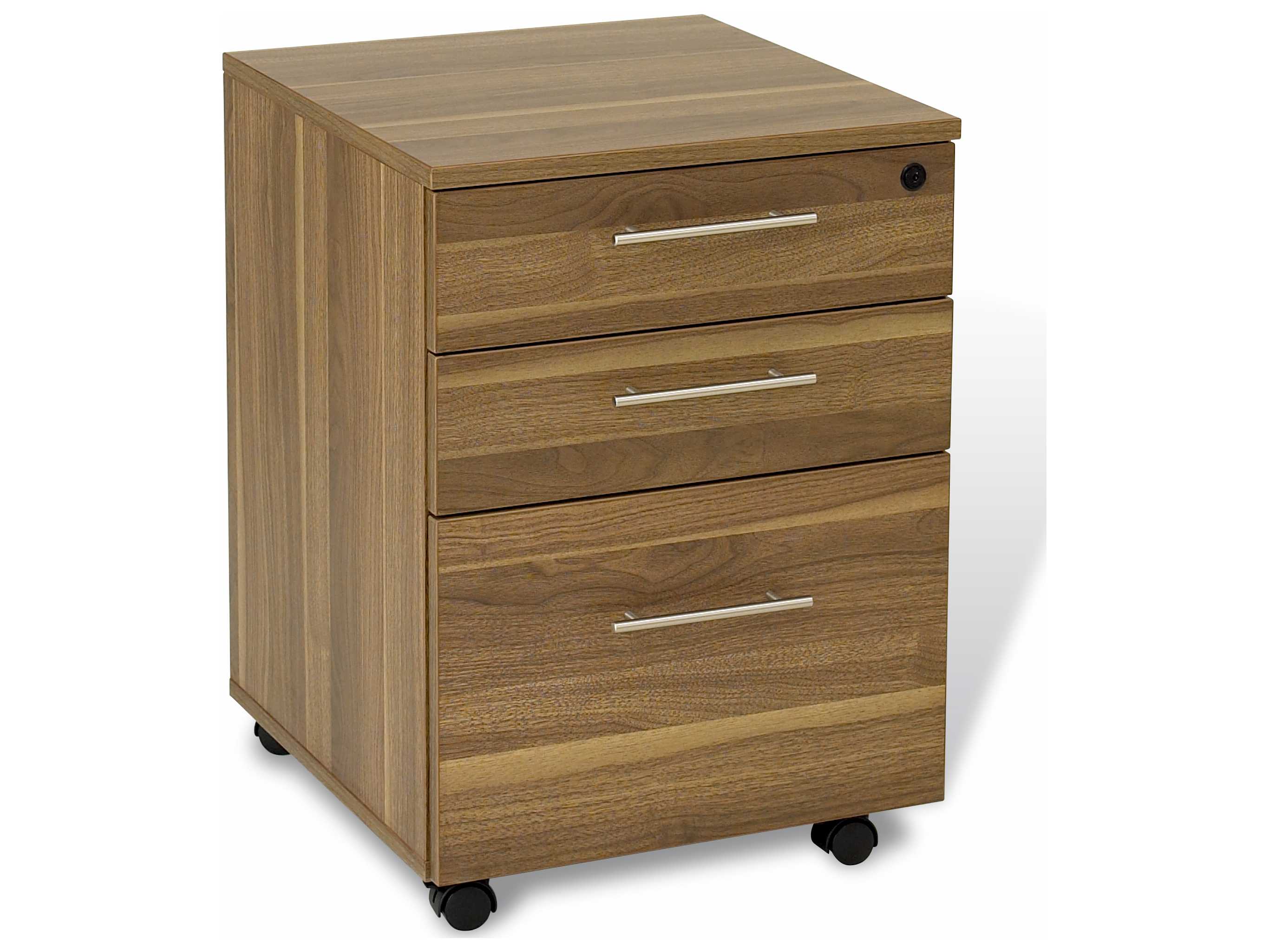 Unique Furniture 100 Series Walnut Mobile Pedestal File Cabinet