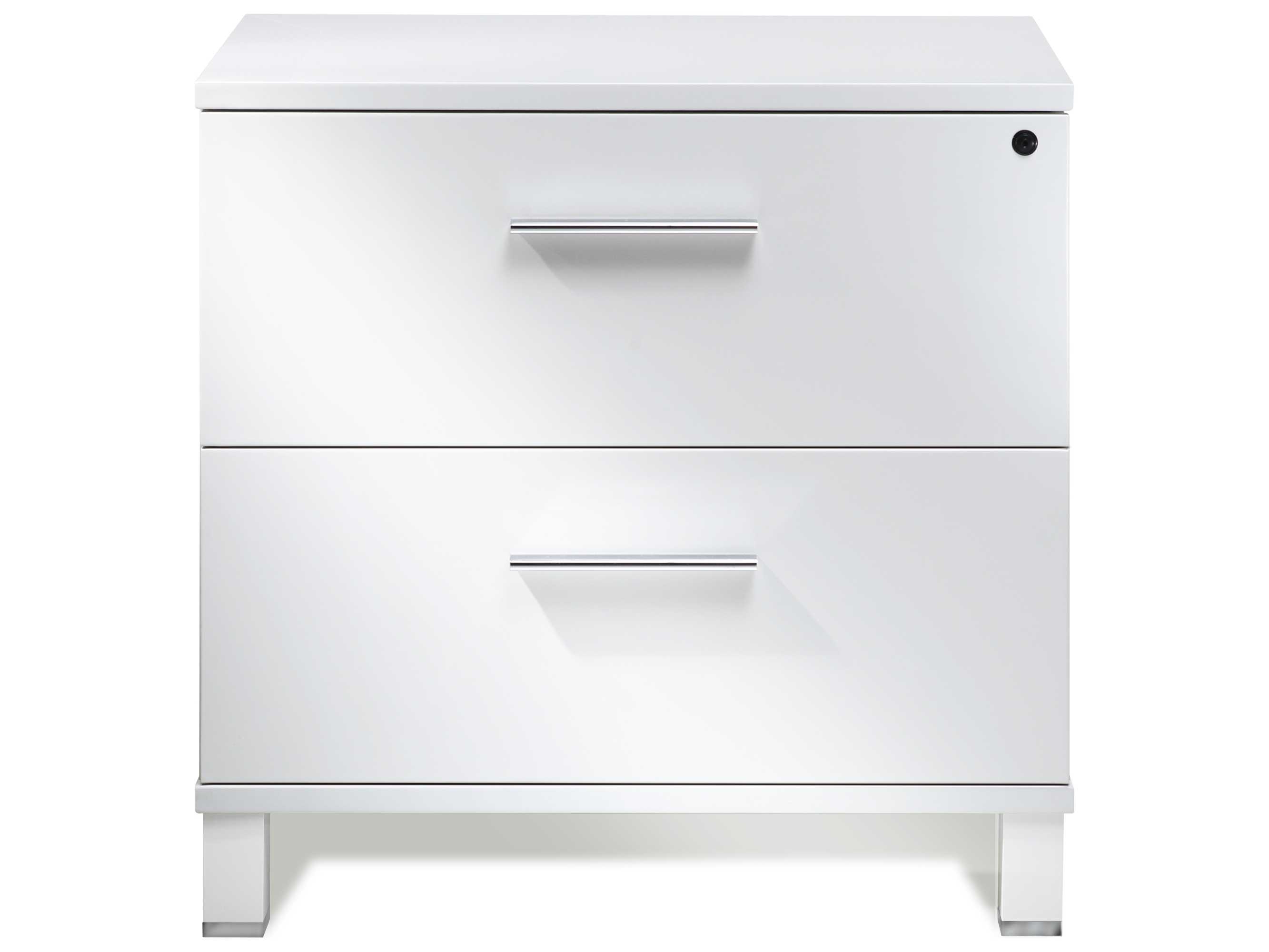 Unique Furniture 500 Series White Lacquer Lateral File Cabinet