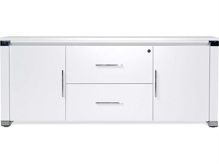 Unique Furniture 500 Series White Lacquer Credenza File Cabinet