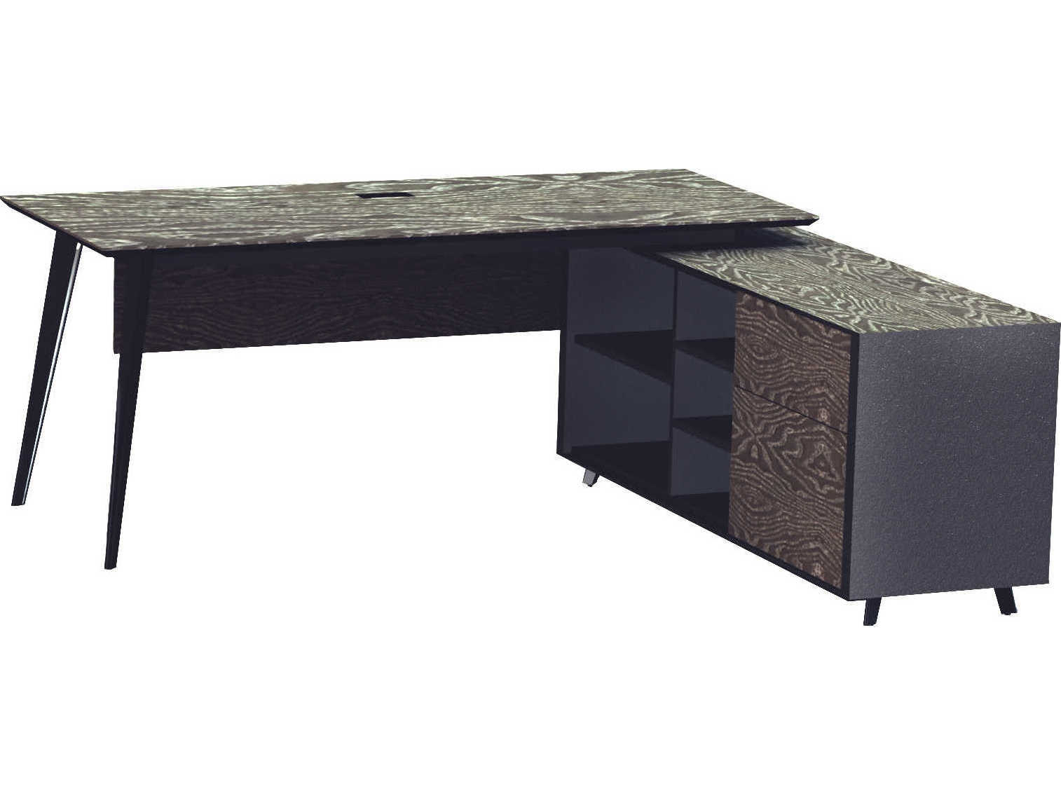 Unique Furniture Oslo Grey Ash Black L Shaped Desk