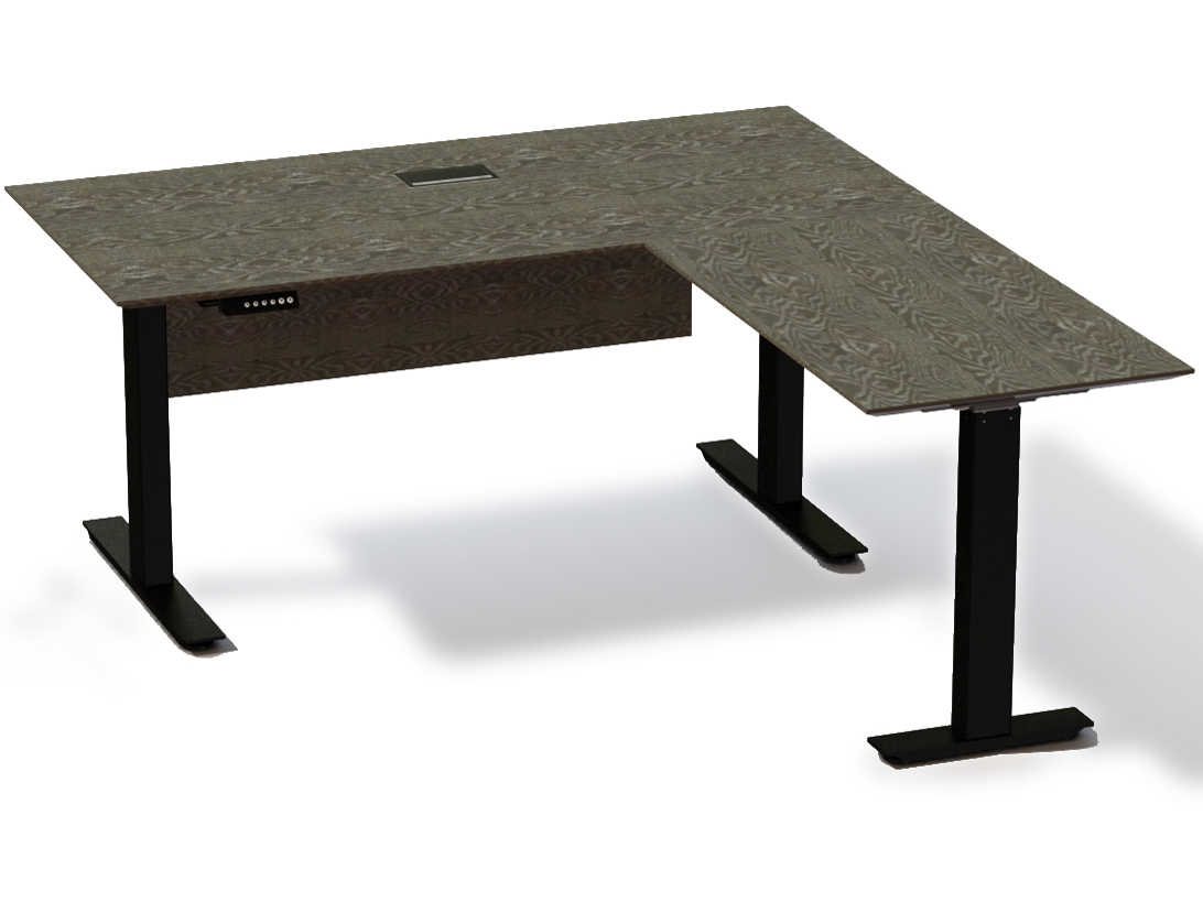 Unique Furniture Oslo Grey Ash Black L Shaped Desk