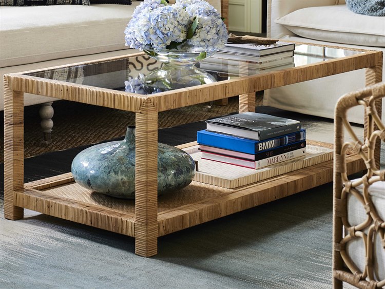 Universal Furniture Coastal Living Glass / Wrapped Split Rattan 50