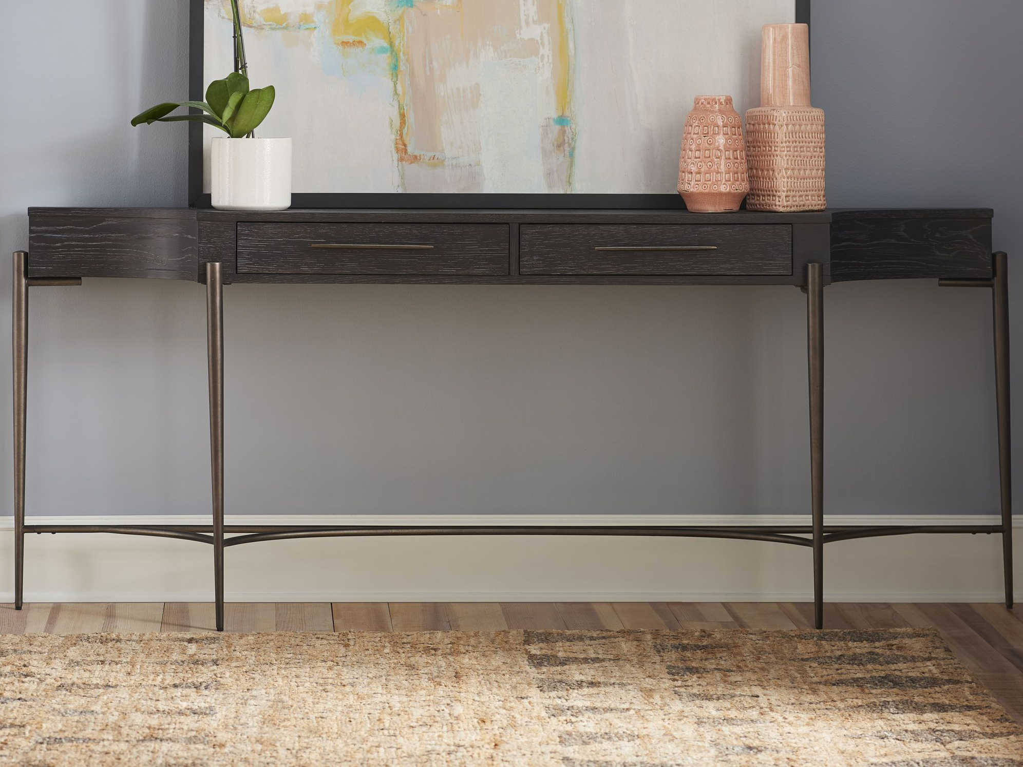 Universal Furniture Curated Onyx 80'' Wide Demilune Console Table
