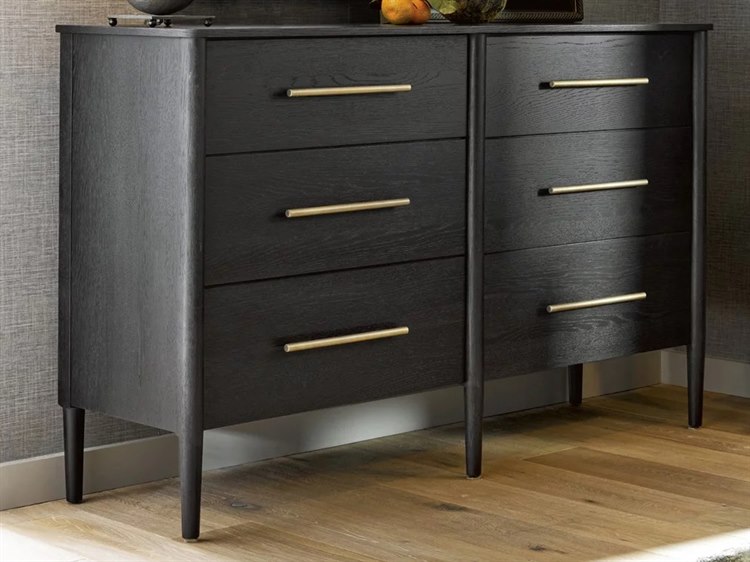 Universal Furniture Langley 60" Wide 6Drawers Black Double Dresser UF705040