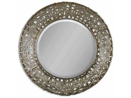 Uttermost Alita Round Champagne Woven Metal Wall Mirror