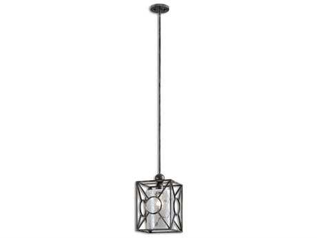 Uttermost Arbela 1-Light Rust Black Glass Cylinder Mini Pendant
