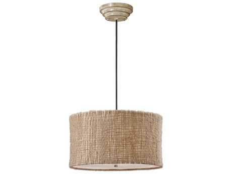 Uttermost Burleson 3-Light Natural Black Glass Drum Pendant