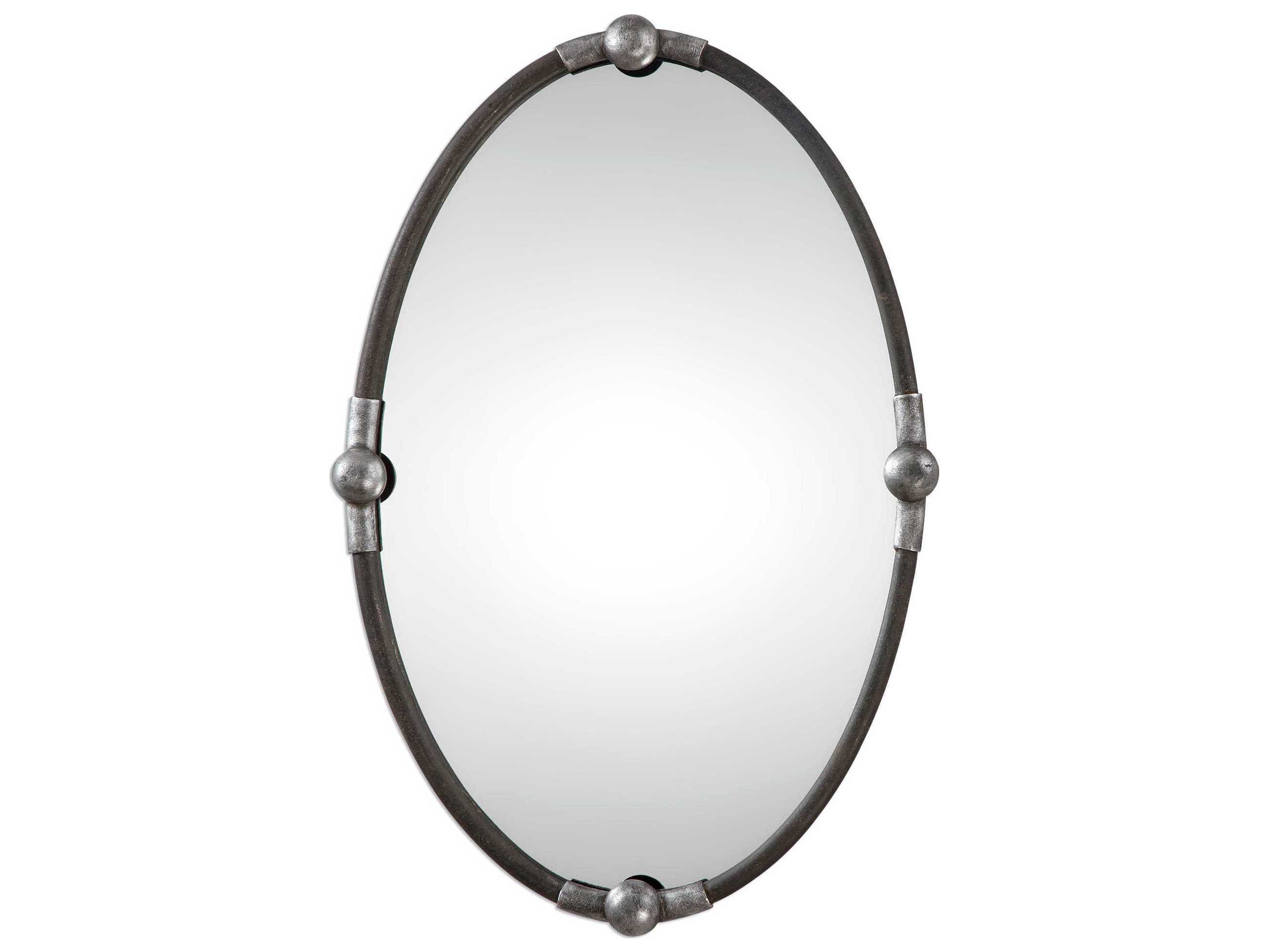 Uttermost Carrick Rust Black with Burnished Silver 21.5''W x 32''H Oval  Wall Mirror UT09064