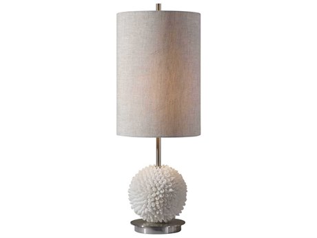 Uttermost Cascara White Round Hardback Drum Nickel Table Lamp