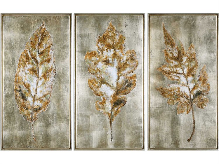 Uttermost Champagne Leaves Modern Art (Set of Three) | UT35334