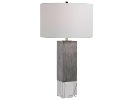 Uttermost Cordata Crystal Light Gray Round Drum Hardback Clear Buffet Lamp